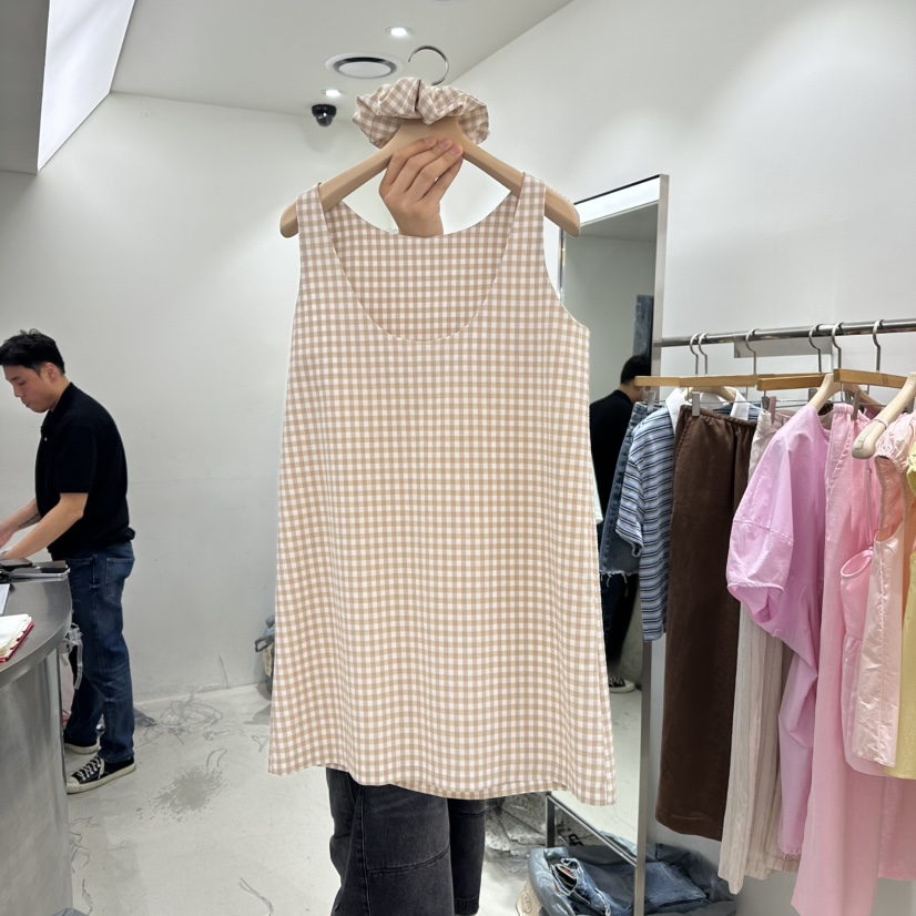 REPELLER韓國直郵㊣女裝新品休閑25春夏推薦人氣連衣裙格紋REPELLER連衣裙