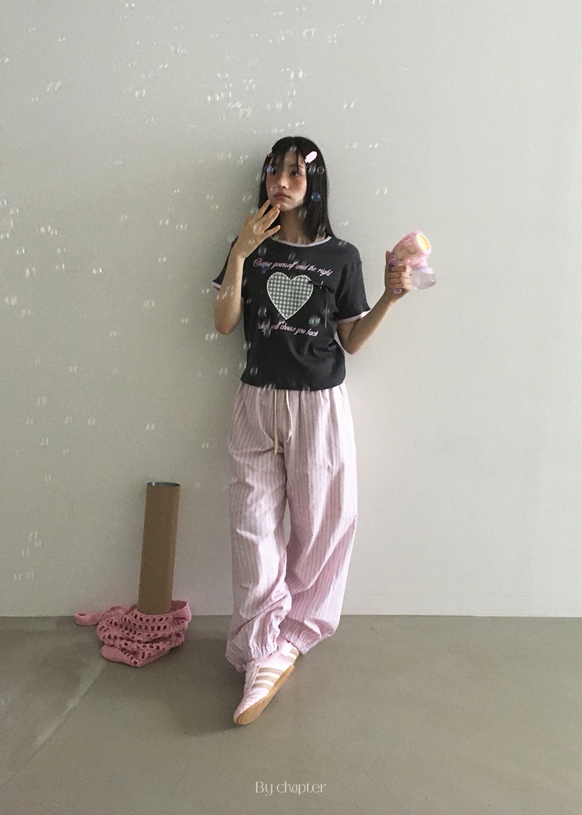 BY CHAPTER韓國直郵㊣東大門實拍女裝新款推薦休閑T恤格紋ChapterT恤