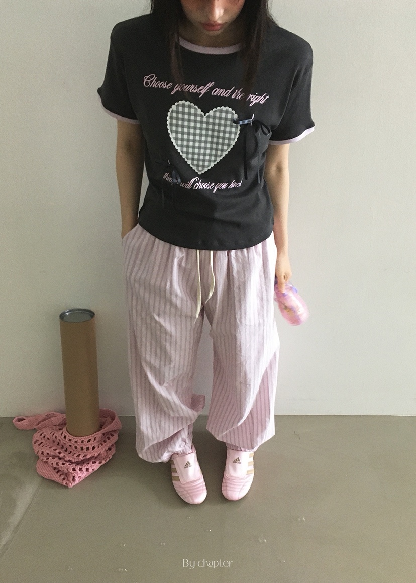 BY CHAPTER韓國直郵㊣東大門實拍女裝新款推薦休閑T恤格紋ChapterT恤圖色3