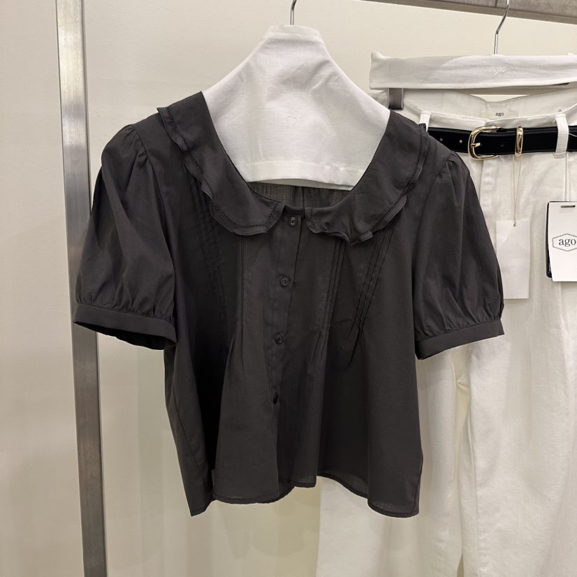 AGO韓國直郵㊣東大門實拍女裝新品25春夏熱賣休閑襯衫蕾絲衫AGO襯衫/蕾絲衫圖色2