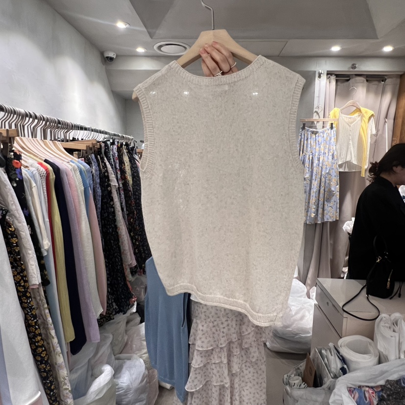 LOGROAD直郵韓國代購㊣女裝新品時尚休閑熱賣25春夏吊帶背心亞麻LOG ROAD吊帶/背心