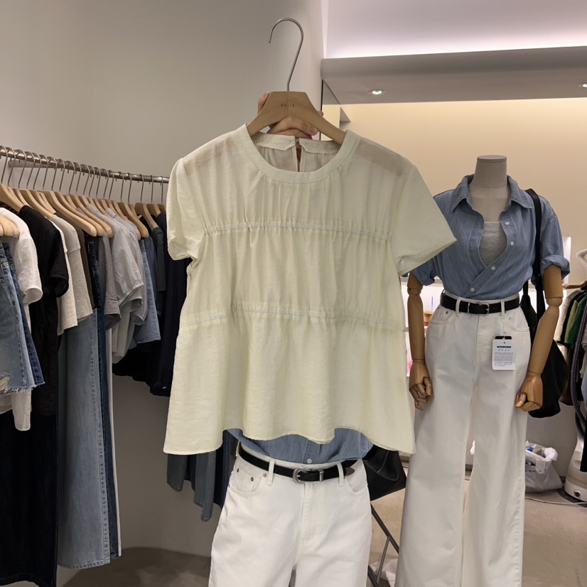 PHILO韓國直郵㊣東大門實拍女裝新品推薦人氣休閑襯衫蕾絲衫PHILO襯衫/蕾絲衫圖色2