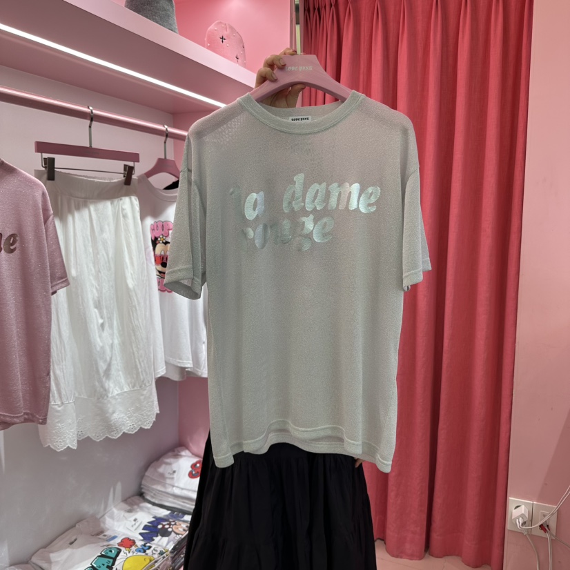 LOVE PINK韓國直郵㊣女裝新品熱賣推薦人氣時尚休閑25春夏T恤LOVE PINKT恤圖色2