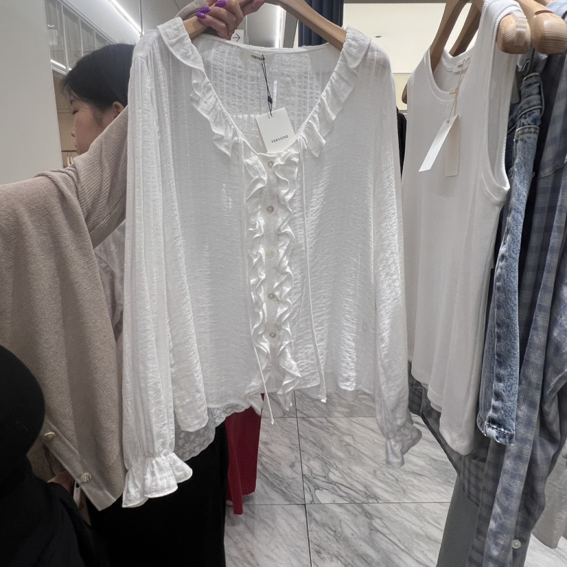 VERVEINE韓國㊣直郵東大門代購女裝新品時尚推薦襯衫蕾絲衫VERVEINE襯衫/蕾絲衫圖色2
