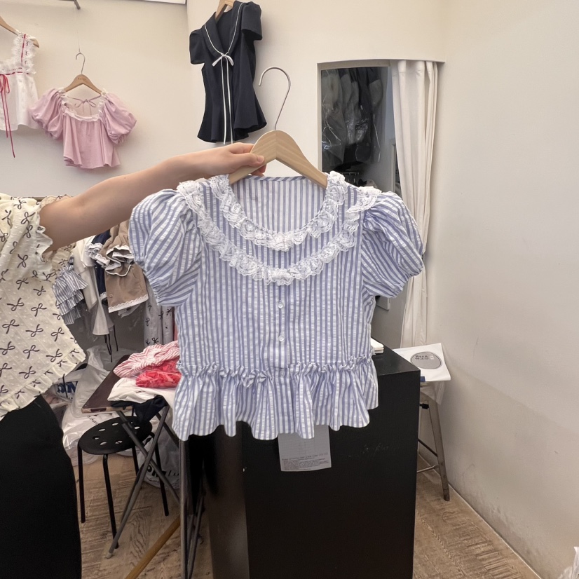 BEEN-A韓國㊣直郵東大門代購女裝新款25春夏休閑襯衫蕾絲衫BEEN-A襯衫/蕾絲衫