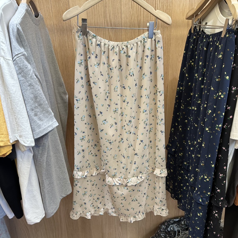 CHOI-L直郵韓國代購㊣女裝新品人氣推薦25春夏長裙荷葉邊雪紡CHOI長裙圖色3