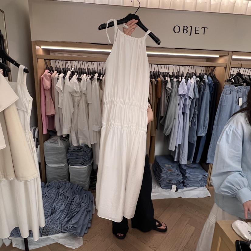 OBJET直郵韓國代購㊣女裝新品熱賣時尚25春夏推薦休閑連衣裙love us u/OBJET連衣裙