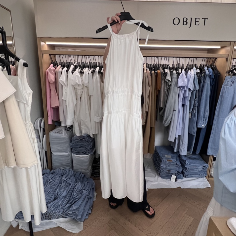 OBJET直郵韓國代購㊣女裝新品熱賣時尚25春夏推薦休閑連衣裙love us u/OBJET連衣裙圖色2