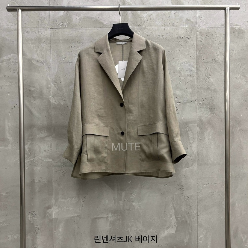 MUTE-P韓國直郵㊣東大門實拍女裝新品時尚熱賣休閑夾克亞麻MUTE夾克圖色2