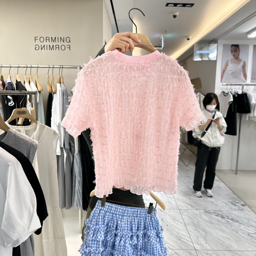 FORMING-P韓國直郵㊣女裝新品人氣熱賣休閑25春夏時尚T恤褶皺FORMINGT恤