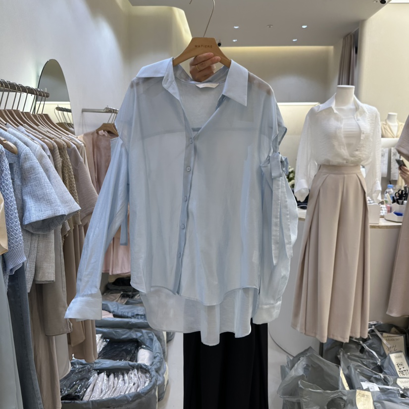 MATIERE直郵韓國代購㊣女裝新款25春夏推薦時尚休閑襯衫蕾絲衫MATIERE襯衫/蕾絲衫圖色2