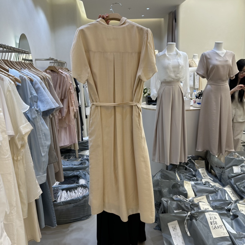 MATIERE韓國直郵㊣女裝新款熱賣休閑人氣25春夏連衣裙含腰帶MATIERE連衣裙