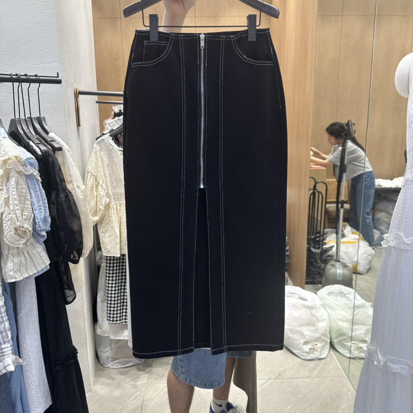 TRIPLE SEVEN韓國㊣直郵東大門代購女裝新款推薦休閑長裙拉鏈TRIPLE SEVEN長裙圖色2