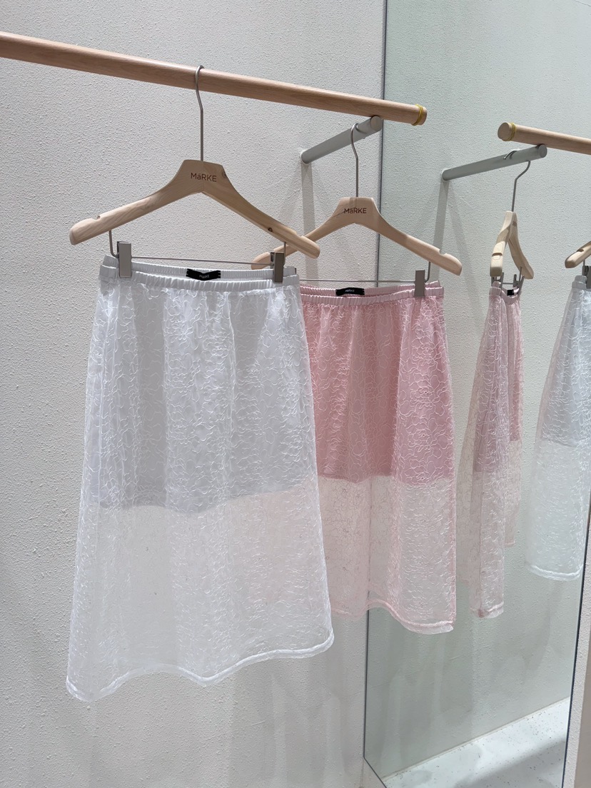 MARKE-P韓國㊣直郵東大門代購女裝新款25春夏半身裙中短裙透視MARKE-P半身裙/中短裙