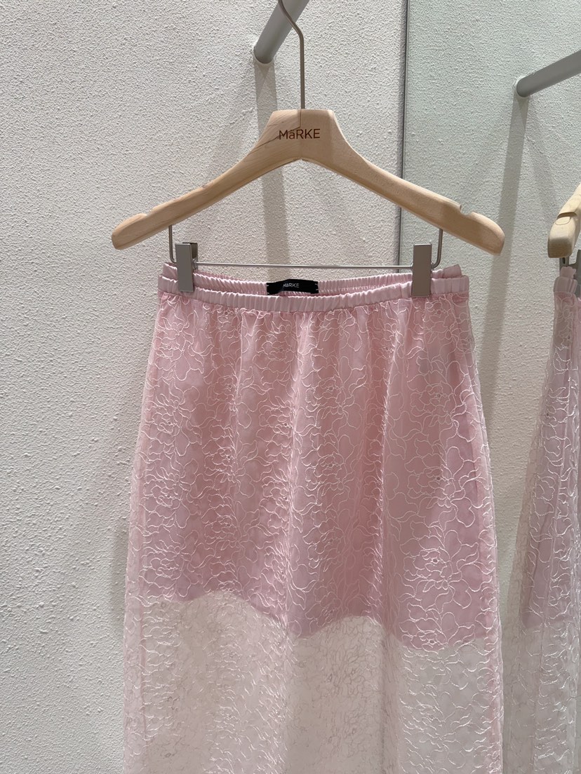 MARKE-P韓國㊣直郵東大門代購女裝新款25春夏半身裙中短裙透視MARKE-P半身裙/中短裙