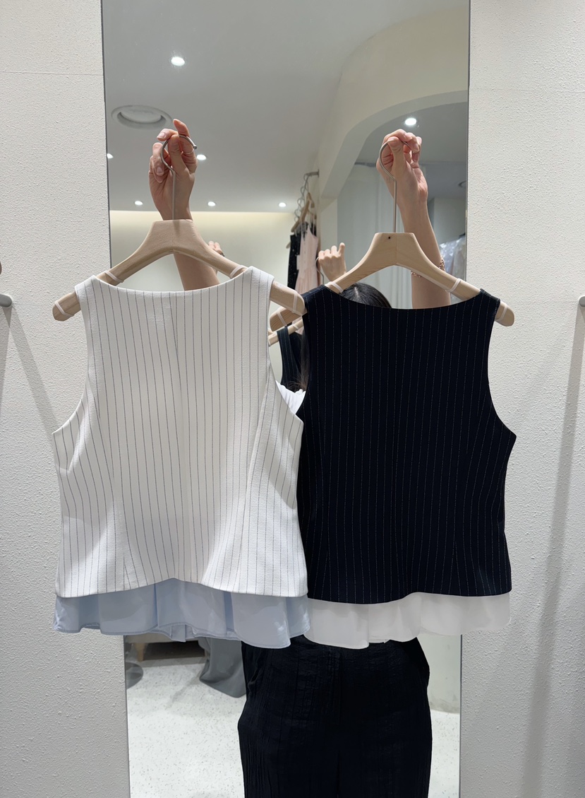 MARKE-P韓國㊣直郵東大門代購女裝新品休閑熱賣時尚馬甲條紋MARKE-P馬甲