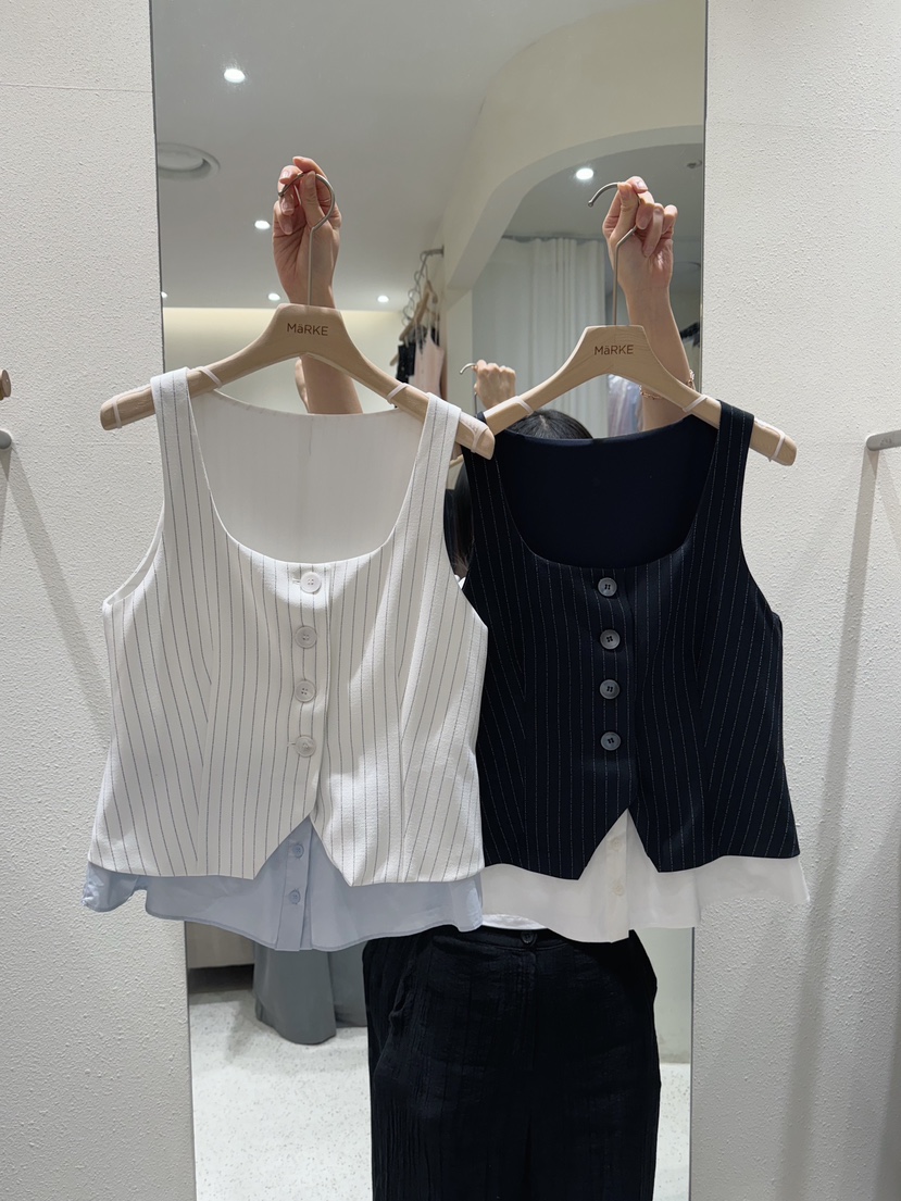 MARKE-P韓國㊣直郵東大門代購女裝新品休閑熱賣時尚馬甲條紋MARKE-P馬甲