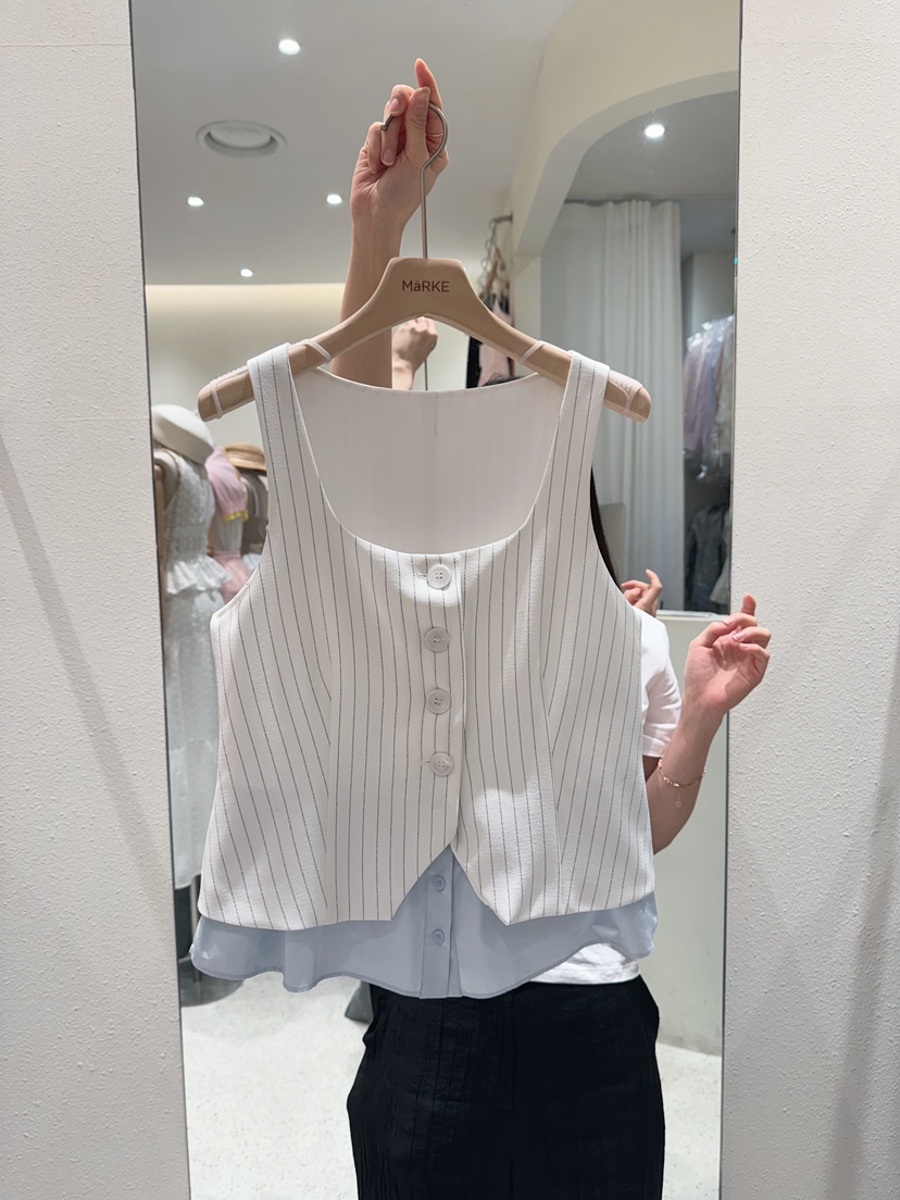 MARKE-P韓國㊣直郵東大門代購女裝新品休閑熱賣時尚馬甲條紋MARKE-P馬甲