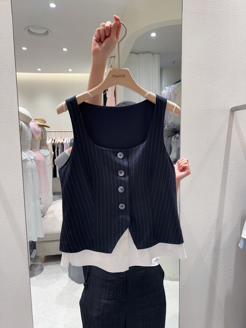 MARKE-P韓國㊣直郵東大門代購女裝新品休閑熱賣時尚馬甲條紋MARKE-P馬甲圖色2