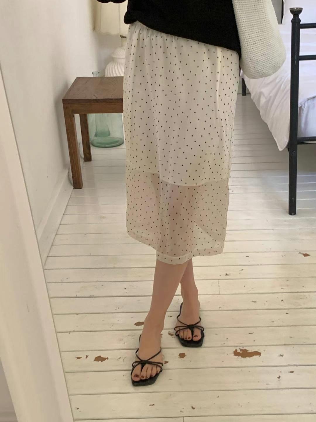 BABY SALON韓國直郵㊣女裝新品熱賣人氣25春夏長裙圓點裙雪紡BABY SALON長裙
