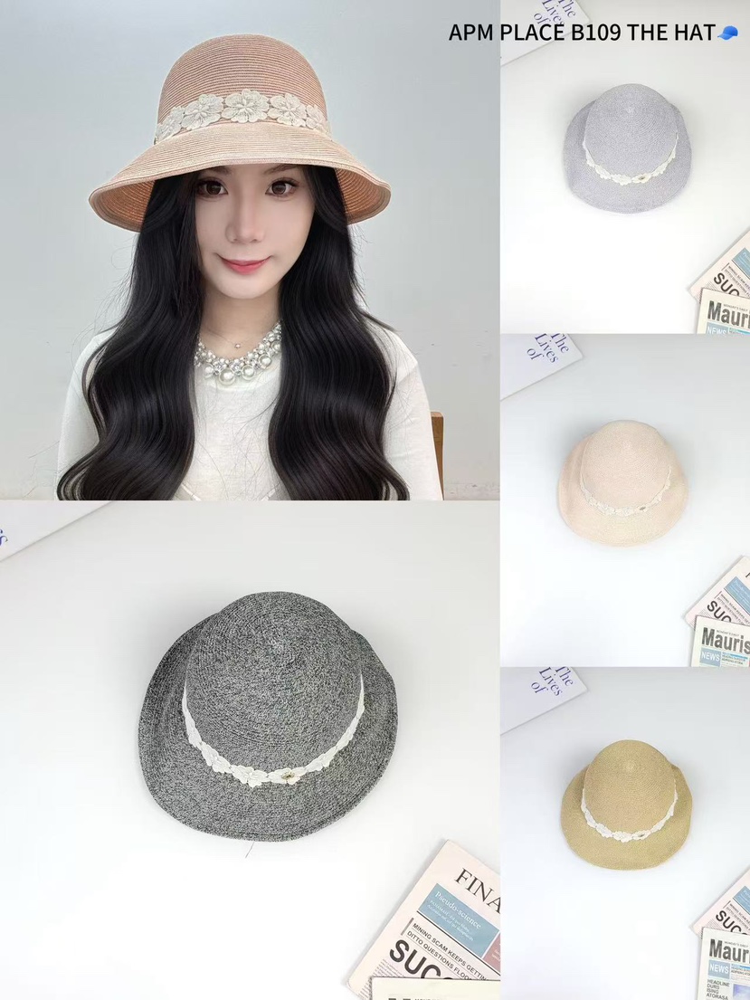 THE HAT-P東大門實拍女士新品25春夏推薦休閑人氣帽子蕾絲花THE HAT帽子