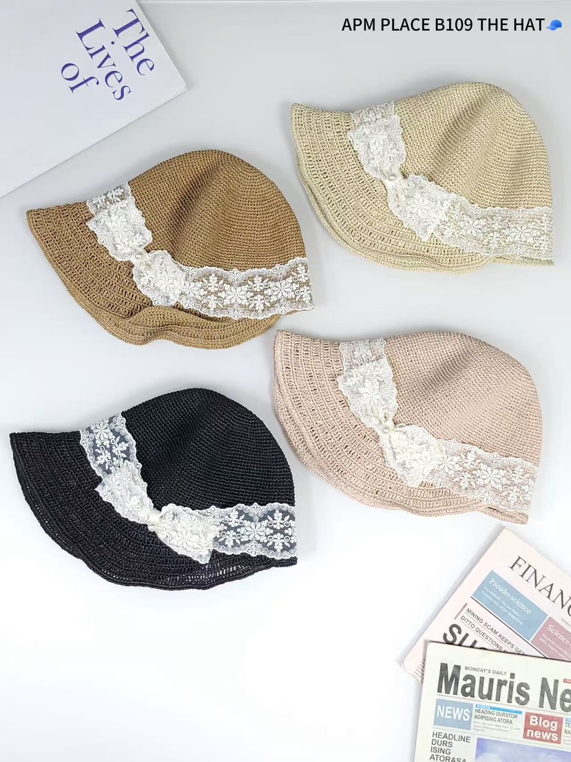 THE HAT-P東大門實拍女士新品休閑25春夏推薦帽子漁夫帽蕾絲THE HAT帽子