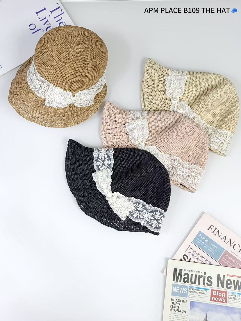 THE HAT-P東大門實拍女士新品休閑25春夏推薦帽子漁夫帽蕾絲THE HAT帽子