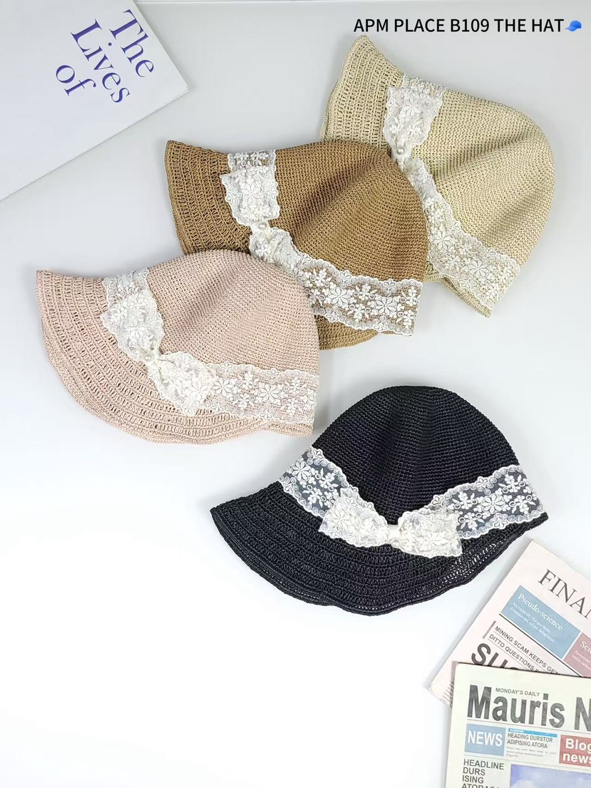 THE HAT-P東大門實拍女士新品休閑25春夏推薦帽子漁夫帽蕾絲THE HAT帽子