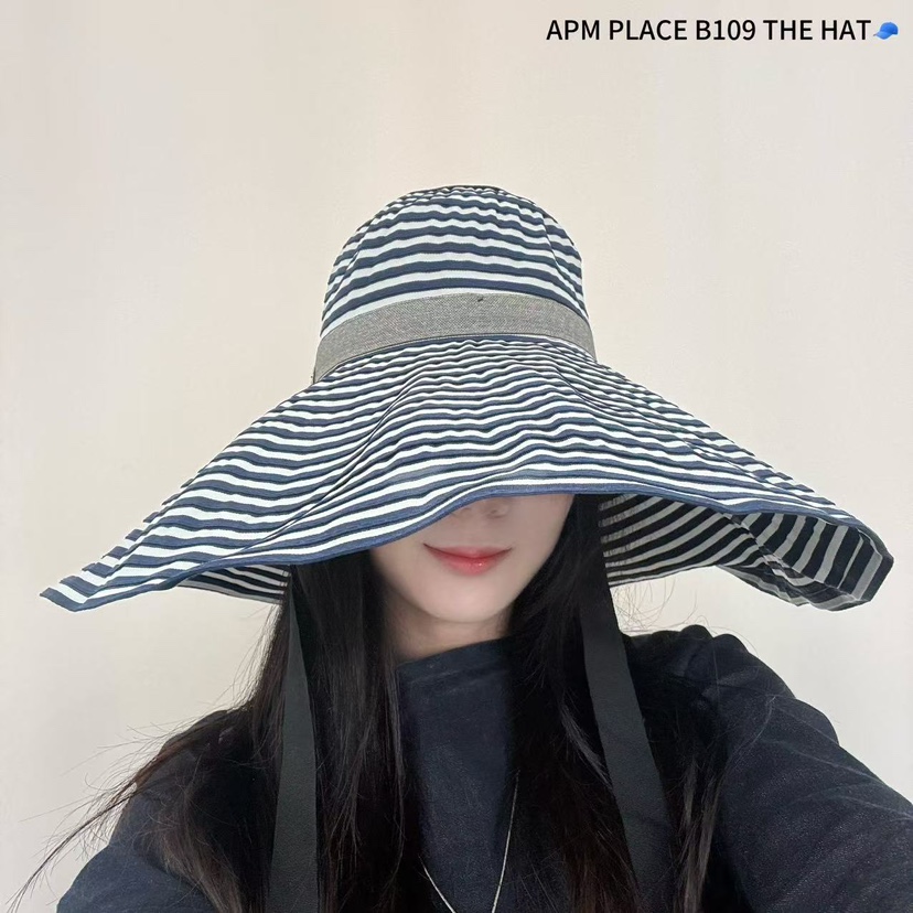 THE HAT-P直郵韓國代購㊣女裝新品人氣時尚熱賣休閑帽子條紋THE HAT帽子圖色2