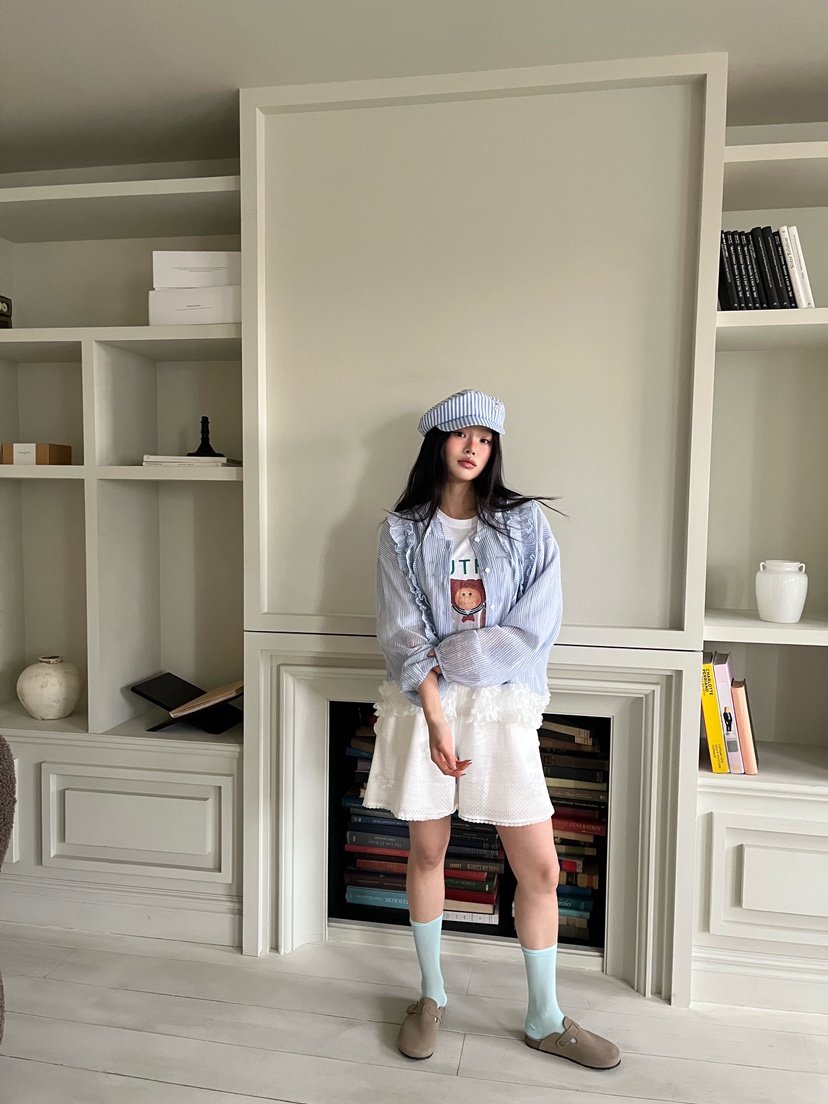 MAISONDEGLORY韓國㊣直郵東大門代購女裝新款時尚夾克條紋連帽MAISON DE GLORY夾克