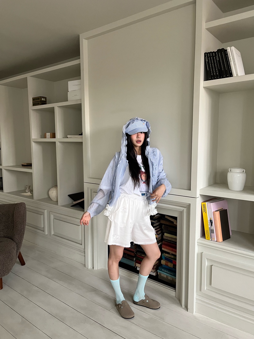 MAISONDEGLORY韓國㊣直郵東大門代購女裝新款時尚夾克條紋連帽MAISON DE GLORY夾克