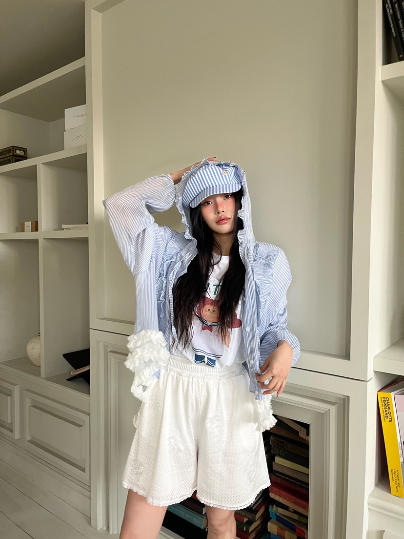 MAISONDEGLORY韓國㊣直郵東大門代購女裝新款時尚夾克條紋連帽MAISON DE GLORY夾克