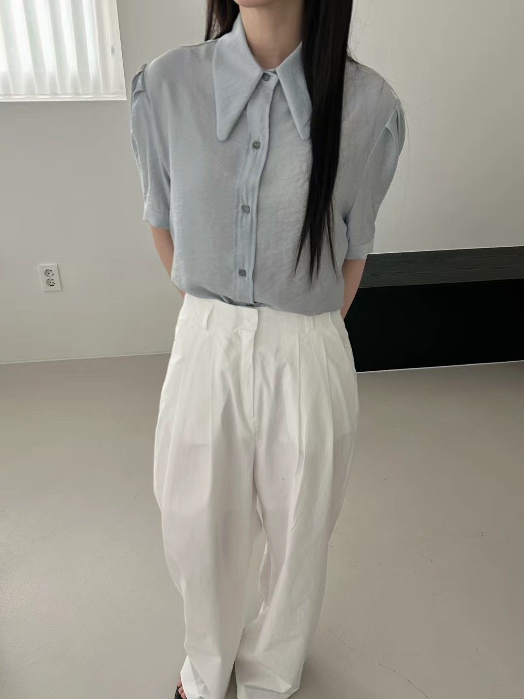 SAGE韓國直郵㊣女裝新款人氣推薦休閑時尚熱賣25春夏襯衫蕾絲衫SAGE襯衫/蕾絲衫