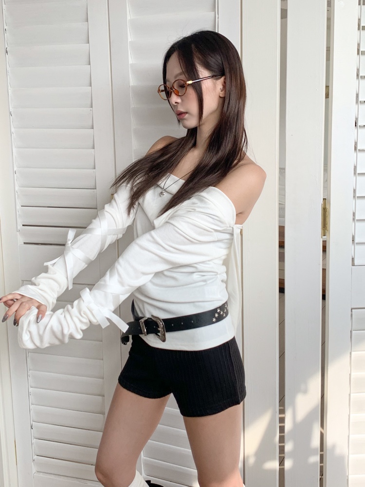 I I韓國直郵㊣東大門實拍女裝新款人氣長袖T恤不含腰帶兜帽ITSSONG長袖T恤