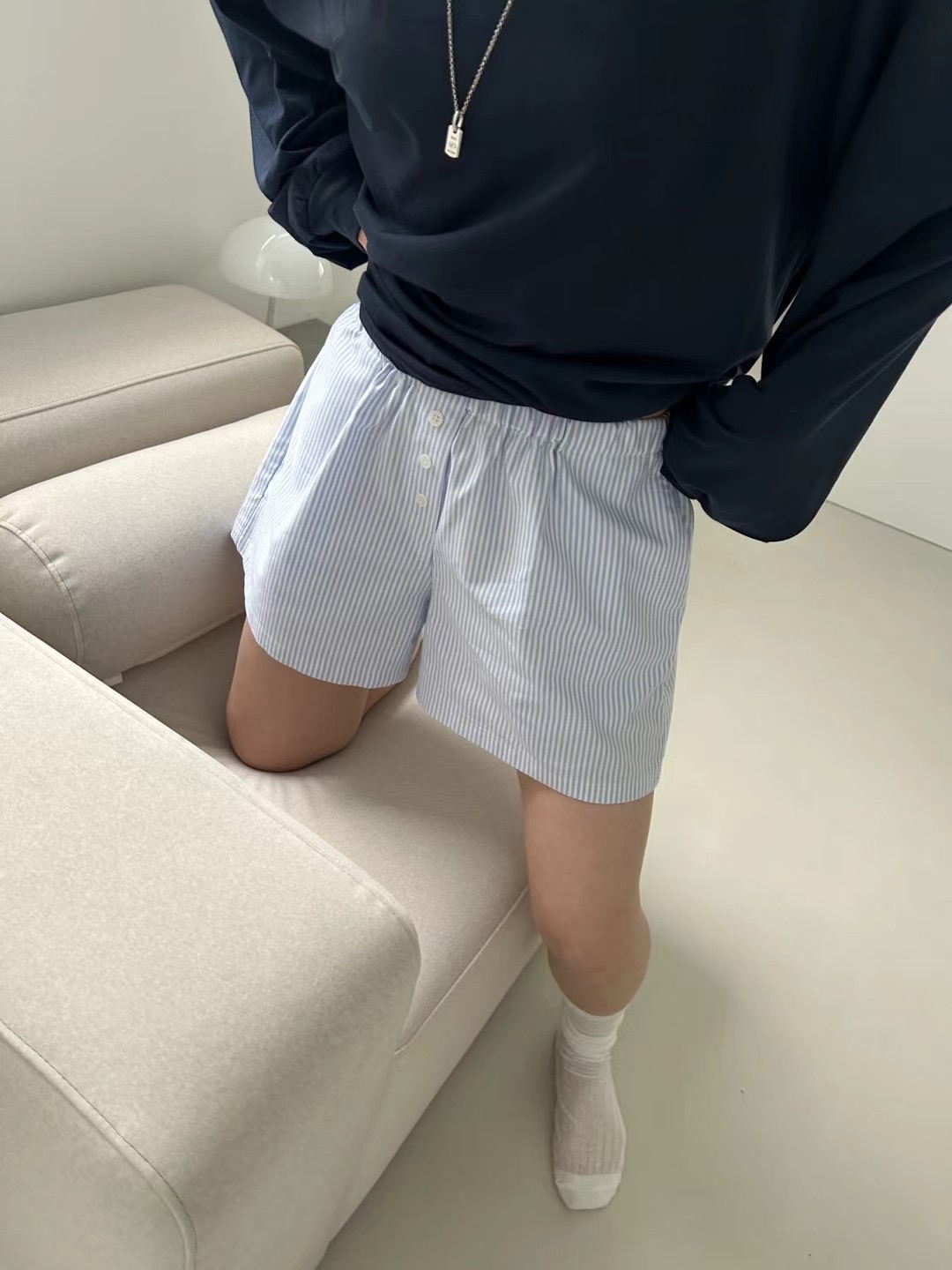 SAGE韓國直郵㊣女裝新品25春夏熱賣休閑時尚推薦人氣短褲條紋SAGE短褲