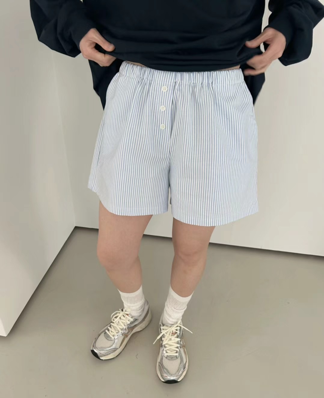 SAGE韓國直郵㊣女裝新品25春夏熱賣休閑時尚推薦人氣短褲條紋SAGE短褲