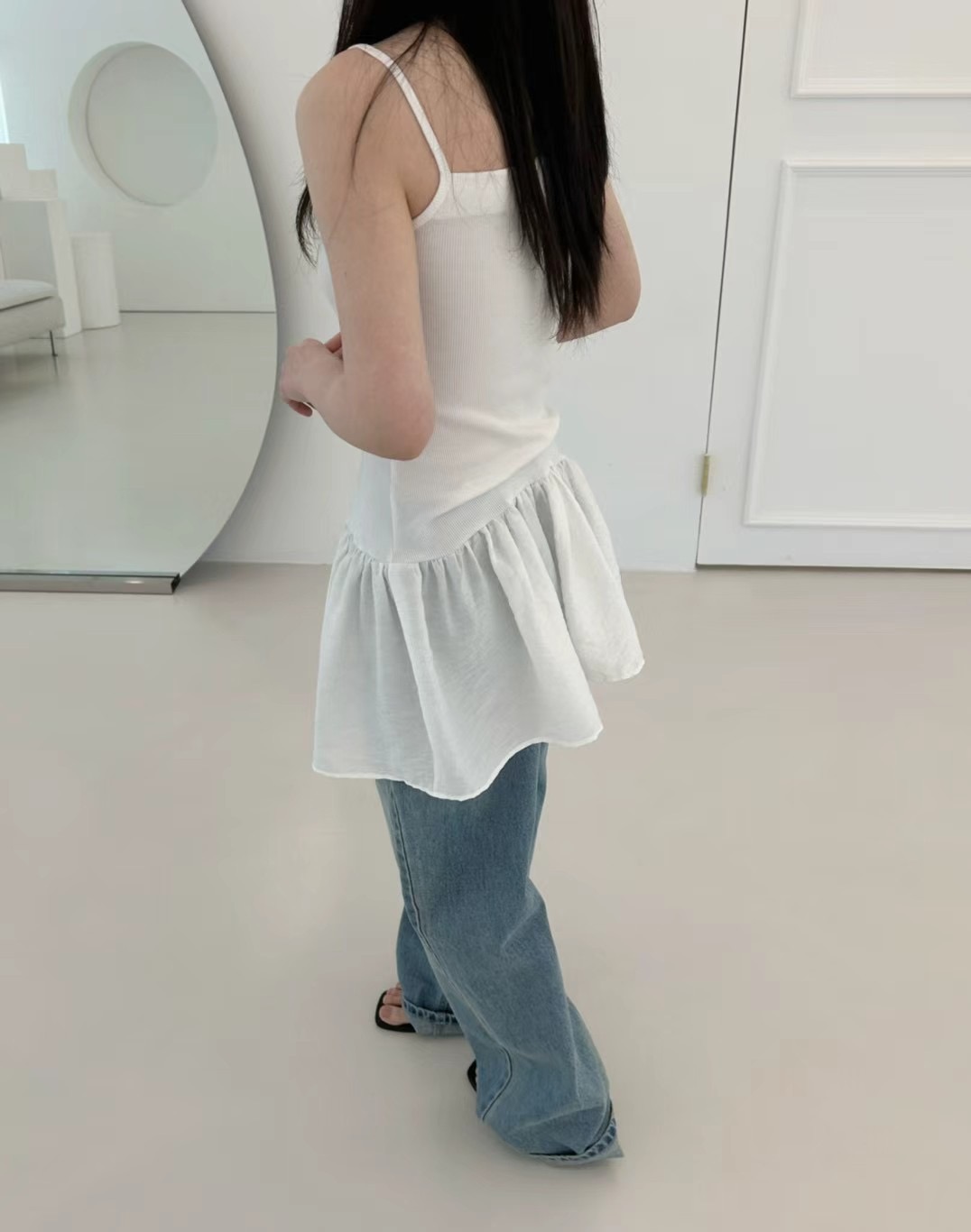 SAGE直郵韓國代購㊣女裝新款推薦熱賣休閑人氣吊帶背心荷葉邊SAGE吊帶/背心