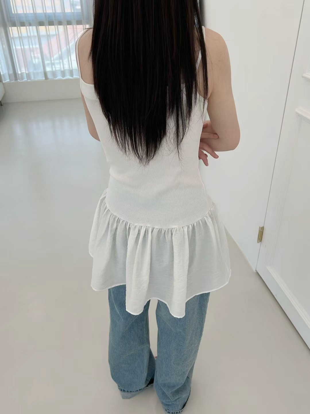 SAGE直郵韓國代購㊣女裝新款推薦熱賣休閑人氣吊帶背心荷葉邊SAGE吊帶/背心