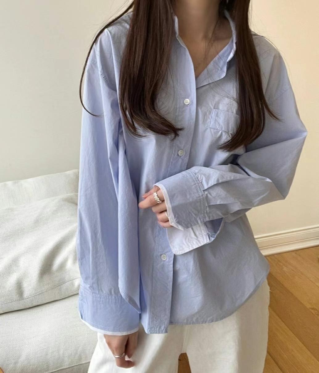 BOUNDARY直郵韓國代購㊣女裝新款休閑推薦25春夏襯衫蕾絲衫BOUNDARY襯衫/蕾絲衫