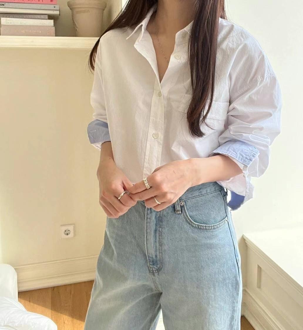 BOUNDARY直郵韓國代購㊣女裝新款休閑推薦25春夏襯衫蕾絲衫BOUNDARY襯衫/蕾絲衫