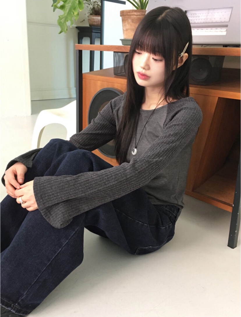 I I韓國直郵㊣東大門實拍女裝新款休閑人氣推薦25春夏長袖T恤ITSSONG長袖T恤