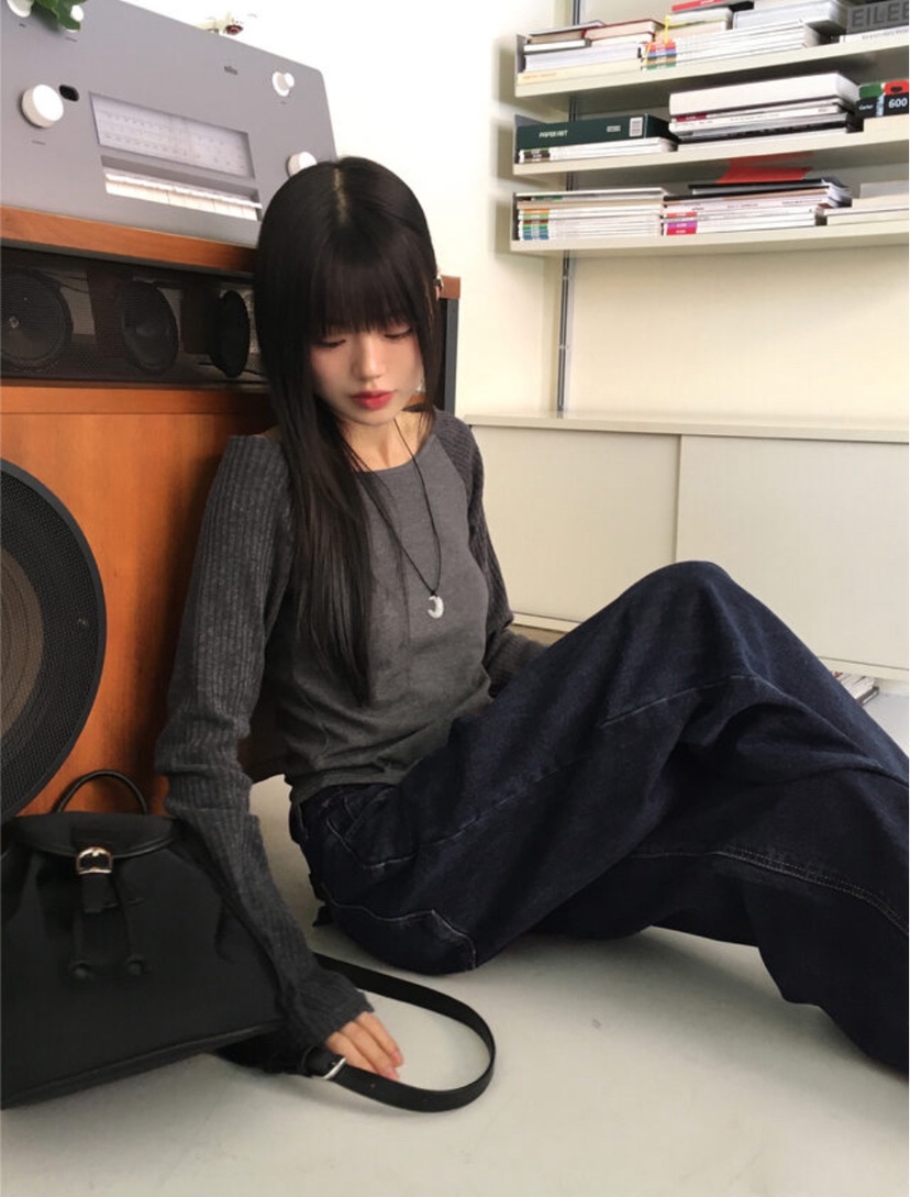 I I韓國直郵㊣東大門實拍女裝新款休閑人氣推薦25春夏長袖T恤ITSSONG長袖T恤