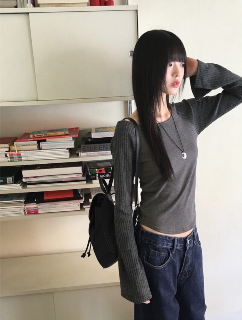 I I韓國直郵㊣東大門實拍女裝新款休閑人氣推薦25春夏長袖T恤ITSSONG長袖T恤
