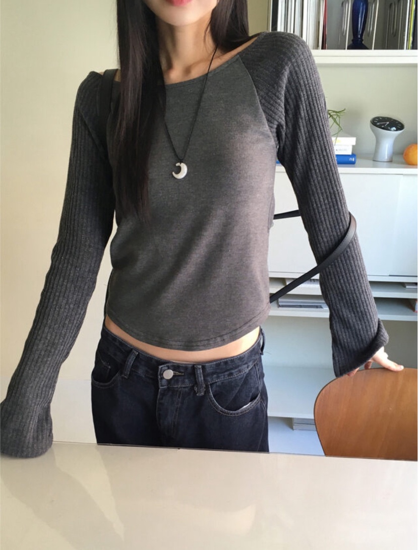 I I韓國直郵㊣東大門實拍女裝新款休閑人氣推薦25春夏長袖T恤ITSSONG長袖T恤