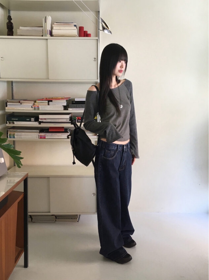 I I韓國直郵㊣東大門實拍女裝新款休閑人氣推薦25春夏長袖T恤ITSSONG長袖T恤