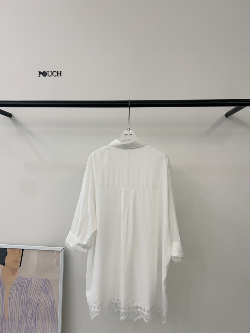POUCH直郵韓國代購㊣女裝新品時尚25春夏推薦人氣襯衫蕾絲衫POUCH襯衫/蕾絲衫