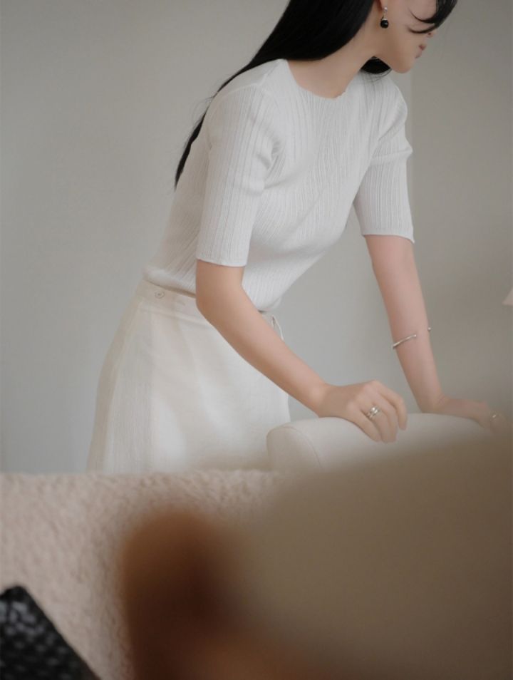 LIVE FOREVER韓國直郵㊣東大門實拍女裝新款熱賣針織衫褶皺LIVE FOR_EVER針織衫