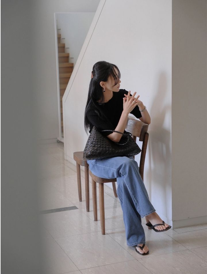 LIVE FOREVER韓國直郵㊣東大門實拍女裝新款熱賣針織衫褶皺LIVE FOR_EVER針織衫