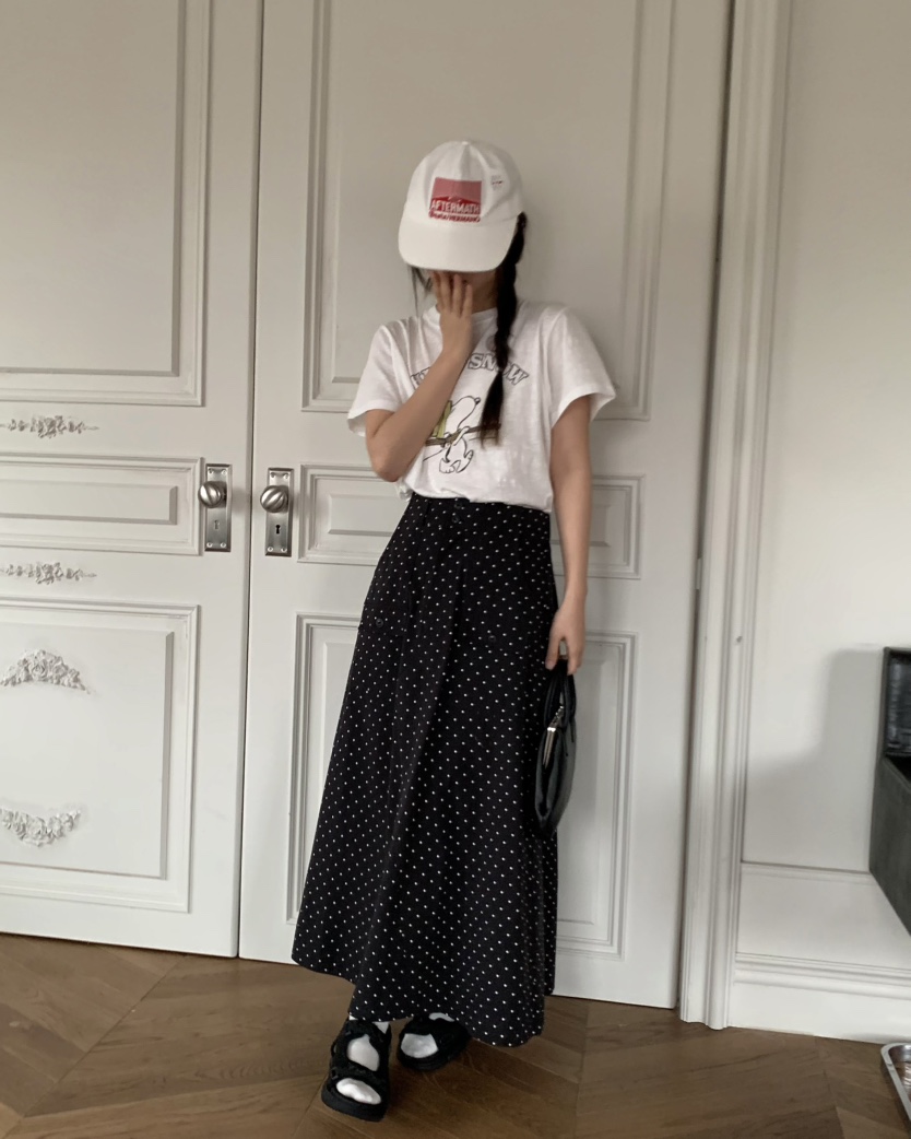 PEBBLE直郵韓國代購㊣女裝新款推薦人氣熱賣25春夏休閑長裙PEBBLE/LAYER長裙