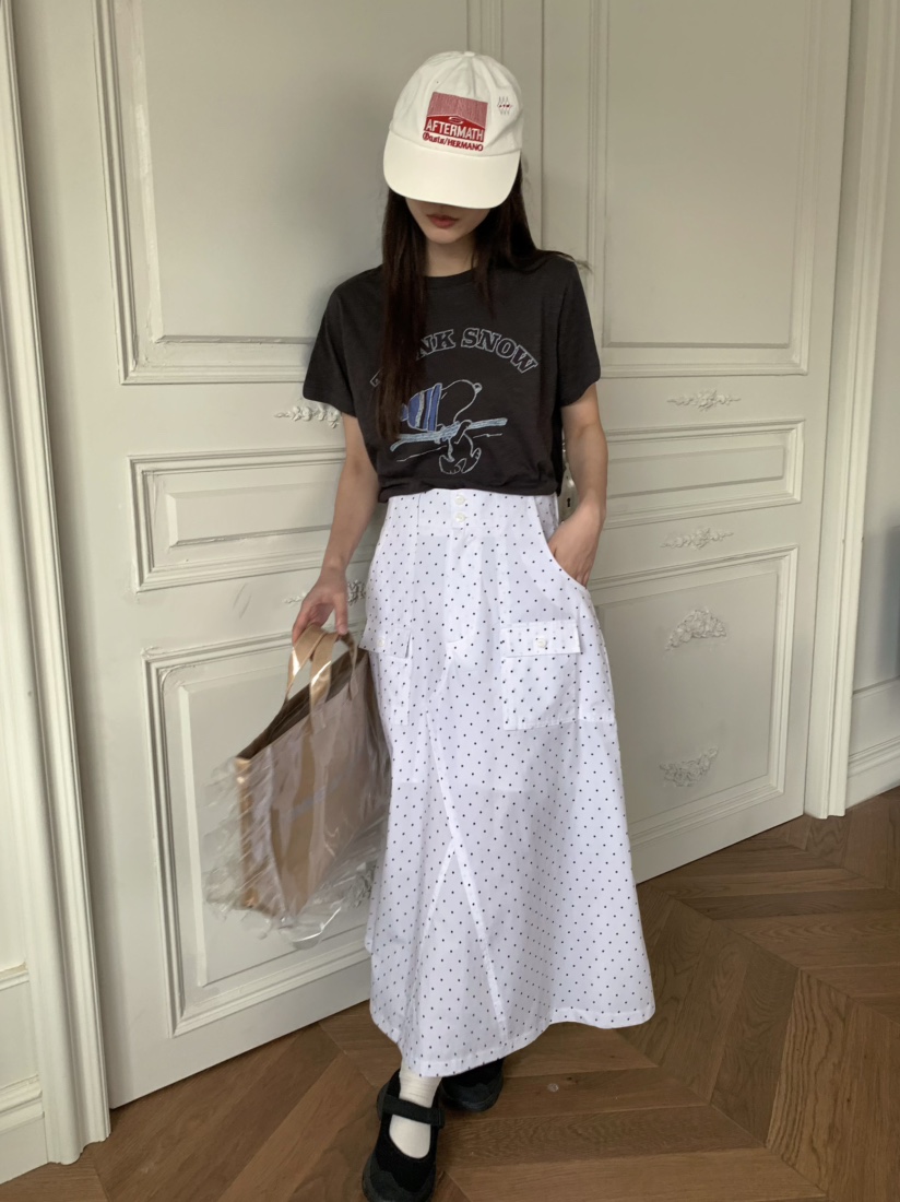 PEBBLE直郵韓國代購㊣女裝新款推薦人氣熱賣25春夏休閑長裙PEBBLE/LAYER長裙